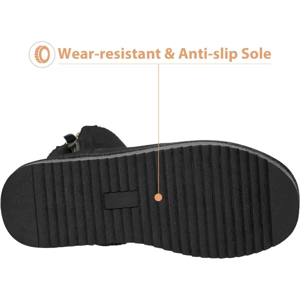 CAMEL CROWN Womens Foldable Snow Boots Warm Fur Winter Boots MidCalf Zipper House Slippers Boots Classic Mini Short Boots for OutdoorBlack68