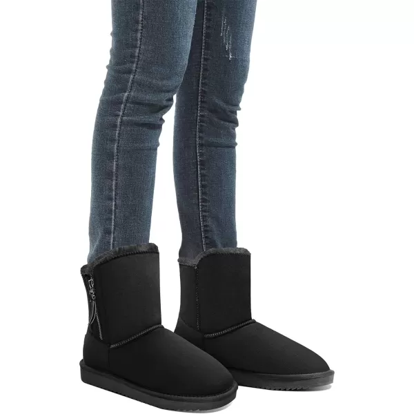 CAMEL CROWN Womens Foldable Snow Boots Warm Fur Winter Boots MidCalf Zipper House Slippers Boots Classic Mini Short Boots for OutdoorBlack68