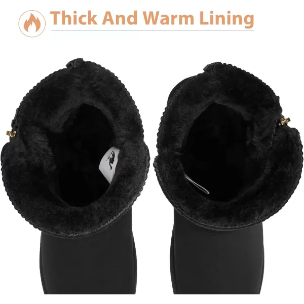 CAMEL CROWN Womens Foldable Snow Boots Warm Fur Winter Boots MidCalf Zipper House Slippers Boots Classic Mini Short Boots for OutdoorBlack68
