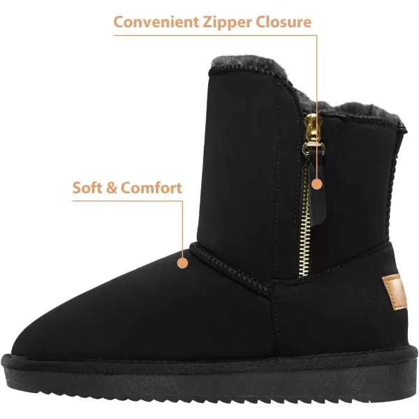 CAMEL CROWN Womens Foldable Snow Boots Warm Fur Winter Boots MidCalf Zipper House Slippers Boots Classic Mini Short Boots for OutdoorBlack68