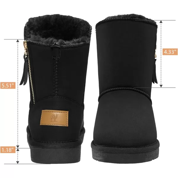 CAMEL CROWN Womens Foldable Snow Boots Warm Fur Winter Boots MidCalf Zipper House Slippers Boots Classic Mini Short Boots for OutdoorBlack68