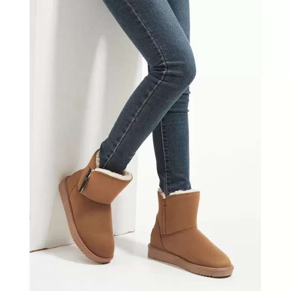 CAMEL CROWN Womens Foldable Snow Boots Warm Fur Winter Boots MidCalf Zipper House Slippers Boots Classic Mini Short Boots for OutdoorCamel07