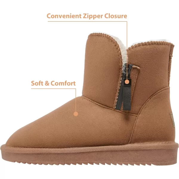 CAMEL CROWN Womens Foldable Snow Boots Warm Fur Winter Boots MidCalf Zipper House Slippers Boots Classic Mini Short Boots for OutdoorCamel07