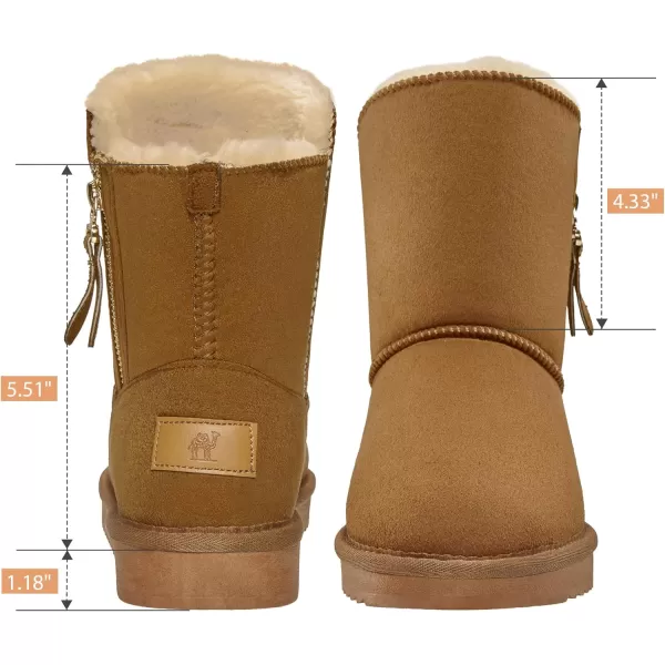 CAMEL CROWN Womens Foldable Snow Boots Warm Fur Winter Boots MidCalf Zipper House Slippers Boots Classic Mini Short Boots for OutdoorCamel68