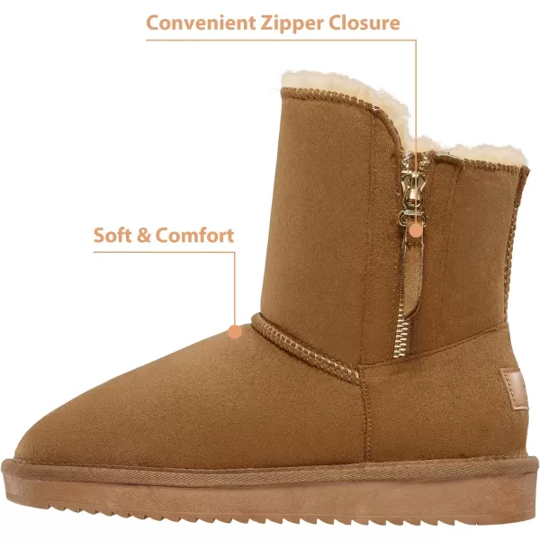 CAMEL CROWN Womens Foldable Snow Boots Warm Fur Winter Boots MidCalf Zipper House Slippers Boots Classic Mini Short Boots for OutdoorCamel68