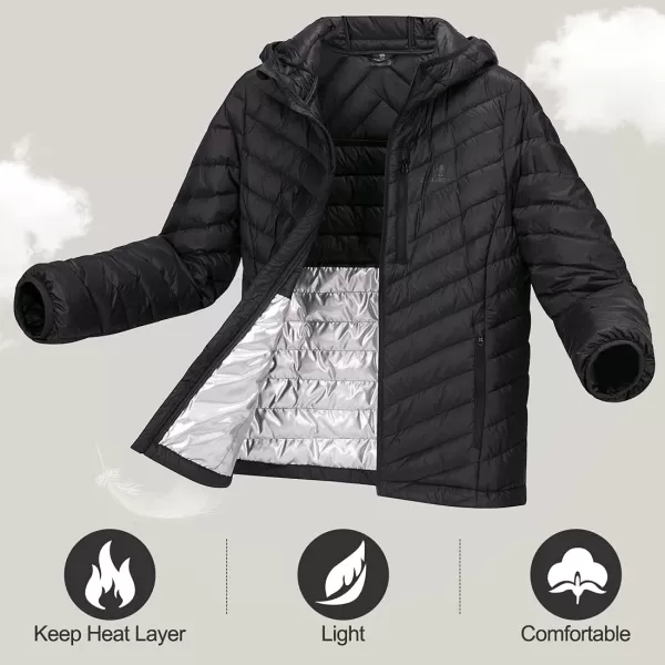 CAMEL CROWN Womens Hooded Down Jackets Quilted Lightweight Puffer Coat Packable Jacket Outerwear With Chest PocketBlack