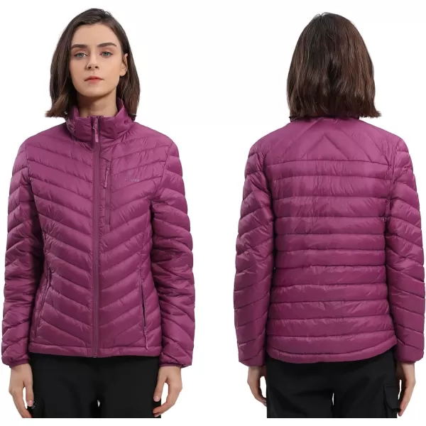 CAMEL CROWN Womens Hooded Down Jackets Quilted Lightweight Puffer Coat Packable Jacket Outerwear With Chest PocketPurpledetachable Hood