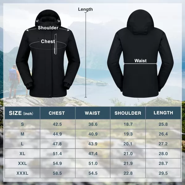 CAMEL CROWN Womens Mountain Snow Waterproof Ski Jacket Detachable Hood Windproof Fleece Parka Rain Jackt Winter CoatBlack