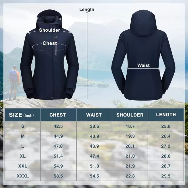 CAMEL CROWN Womens Mountain Snow Waterproof Ski Jacket Detachable Hood Windproof Fleece Parka Rain Jackt Winter CoatDark Blue