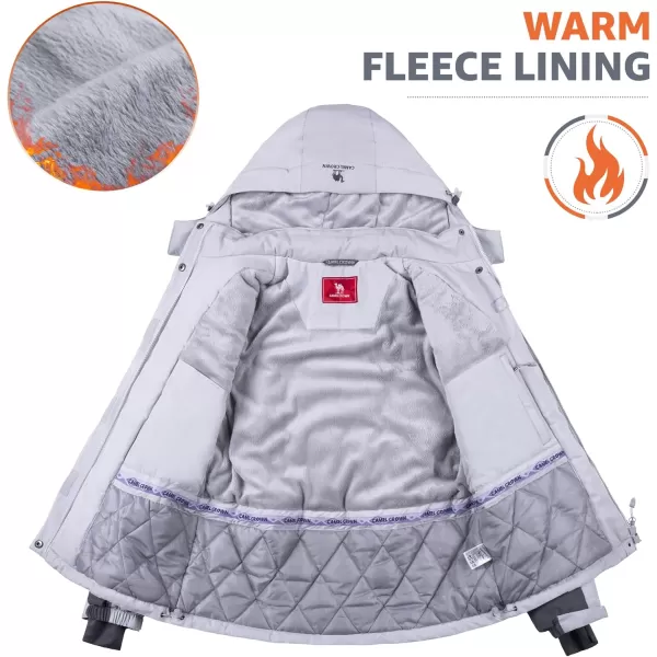 CAMEL CROWN Womens Mountain Snow Waterproof Ski Jacket Detachable Hood Windproof Fleece Parka Rain Jackt Winter CoatGray