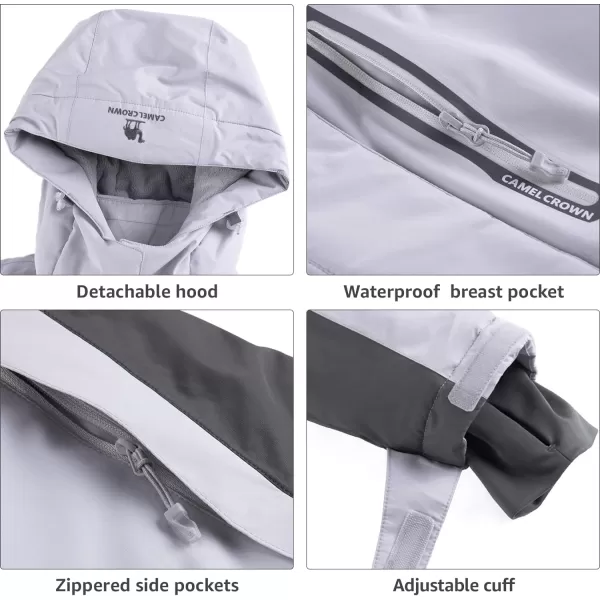 CAMEL CROWN Womens Mountain Snow Waterproof Ski Jacket Detachable Hood Windproof Fleece Parka Rain Jackt Winter CoatGray