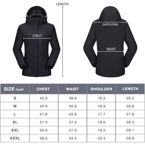 CAMEL CROWN Womens Mountain Snow Waterproof Ski Jacket Detachable Hood Windproof Fleece Parka Rain Jackt Winter CoatNew Black
