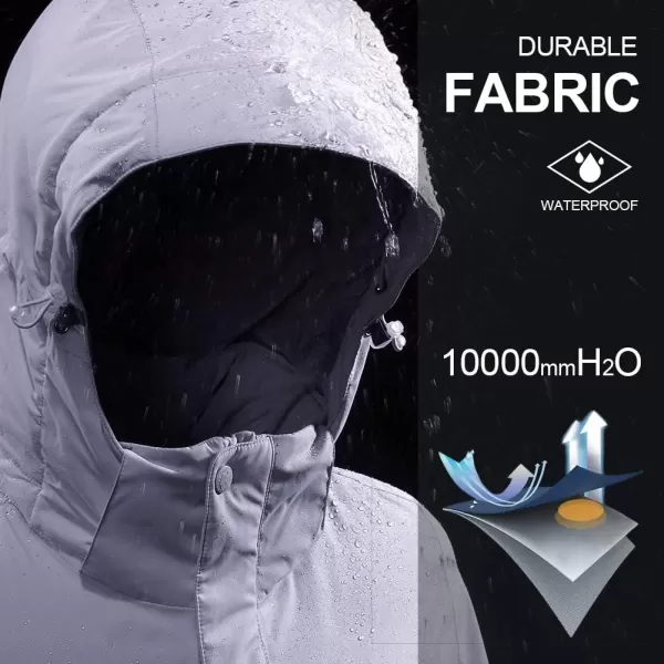 CAMEL CROWN Womens Mountain Snow Waterproof Ski Jacket Detachable Hood Windproof Fleece Parka Rain Jackt Winter CoatNew Gray