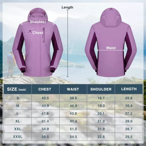 CAMEL CROWN Womens Mountain Snow Waterproof Ski Jacket Detachable Hood Windproof Fleece Parka Rain Jackt Winter CoatPurple