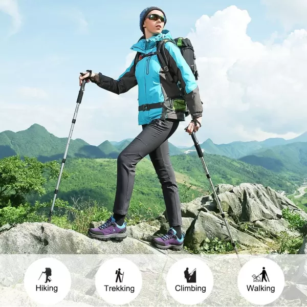 CAMEL CROWN Womens Outdoor Leather Hiking Shoes Low Cut Boots Breathable Lightweight Sneaker for Walking TrekkingPurpleBlue