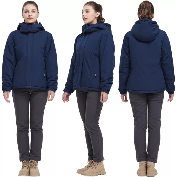 CAMEL CROWN Womens Ski Jacket Waterproof Winter Coat Hiking Mountain Windbreaker Thicken Cotton Warm Snow Parka JacketDark Blue