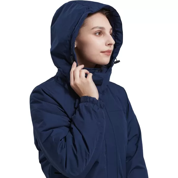 CAMEL CROWN Womens Ski Jacket Waterproof Winter Coat Hiking Mountain Windbreaker Thicken Cotton Warm Snow Parka JacketDark Blue