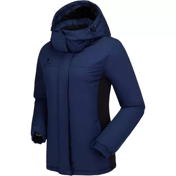 CAMEL CROWN Womens Ski Jacket Waterproof Winter Coat Hiking Mountain Windbreaker Thicken Cotton Warm Snow Parka JacketDark Blue Black