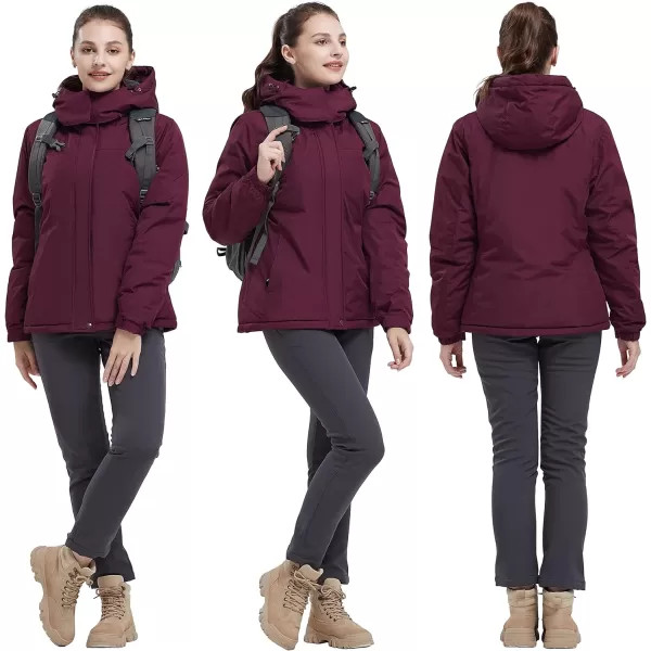 CAMEL CROWN Womens Ski Jacket Waterproof Winter Coat Hiking Mountain Windbreaker Thicken Cotton Warm Snow Parka JacketDeep Purple