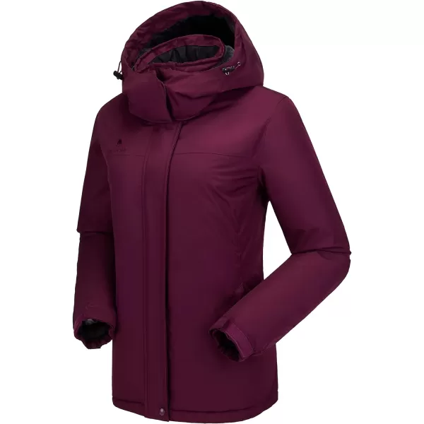 CAMEL CROWN Womens Ski Jacket Waterproof Winter Coat Hiking Mountain Windbreaker Thicken Cotton Warm Snow Parka JacketDeep Purple