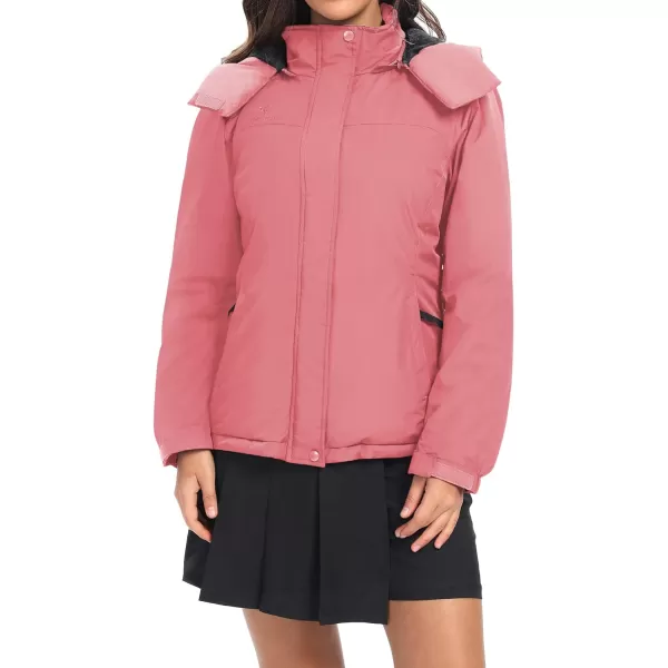 CAMEL CROWN Womens Ski Jacket Waterproof Winter Coat Hiking Mountain Windbreaker Thicken Cotton Warm Snow Parka JacketPink
