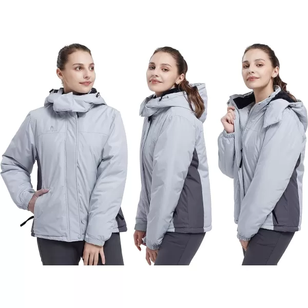 CAMEL CROWN Womens Ski Jacket Waterproof Winter Coat Hiking Mountain Windbreaker Thicken Cotton Warm Snow Parka JacketSilver Grey New