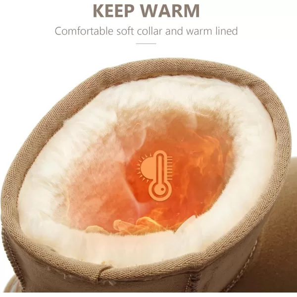 CAMEL CROWN Womens Snow Boots Slip On MidCalf Warm Faux Fur Lined Lining Waterproof Outdoor Ankle Booties Comfortable Winter Shoes for WomenChestnut