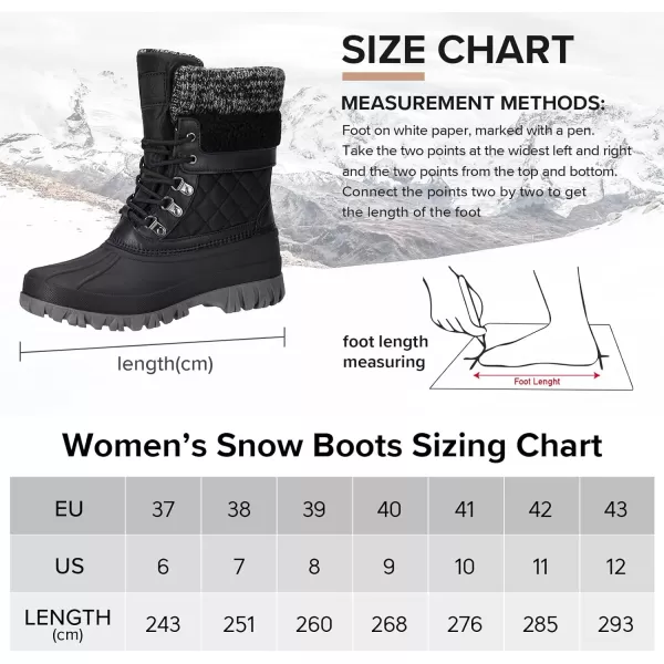 CAMEL CROWN Womens Snow Boots Winter AntiSlip Warm Booties Waterproof Outdoor Shoes Lace Up Duck Boots Fur LinedBlack