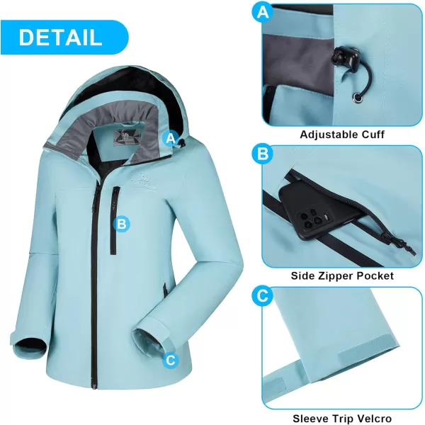 CAMEL CROWN Womens Waterproof Shell Jacket Windbreaker Hooded Rain Coat for Outdoor Hiking Climbing TravelingBlue