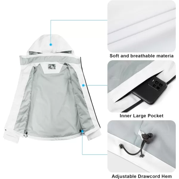 CAMEL CROWN Womens Waterproof Shell Jacket Windbreaker Hooded Rain Coat for Outdoor Hiking Climbing TravelingWhite