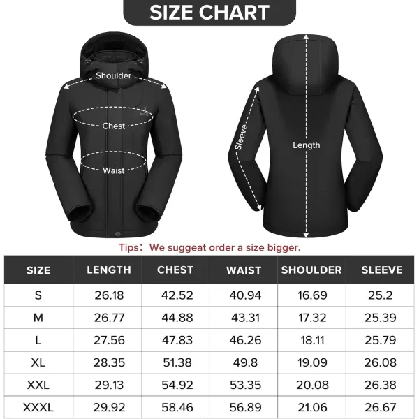 CAMEL CROWN Womens Winter Coat Waterproof Ski Jacket with Fleece Lining Windproof for Snow Rain Outdoor Hiking MountainBlack002