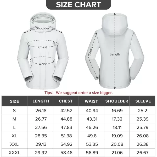 CAMEL CROWN Womens Winter Coat Waterproof Ski Jacket with Fleece Lining Windproof for Snow Rain Outdoor Hiking MountainLight Grey02