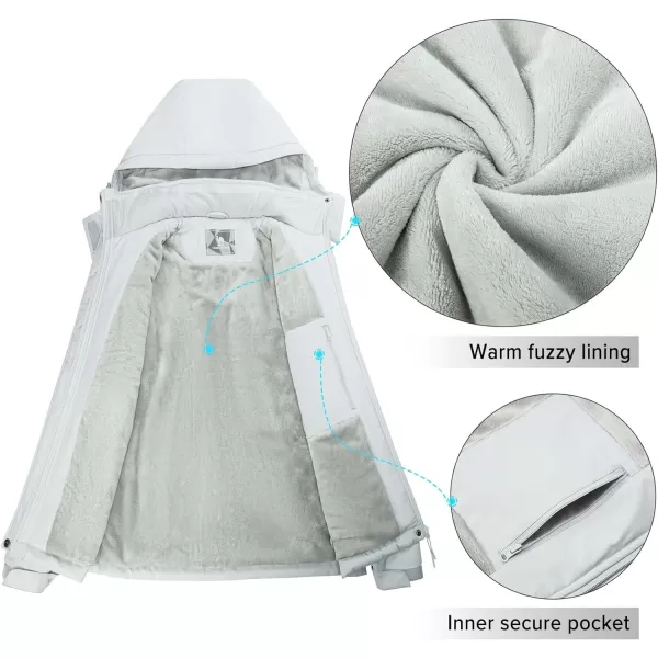 CAMEL CROWN Womens Winter Coat Waterproof Ski Jacket with Fleece Lining Windproof for Snow Rain Outdoor Hiking MountainLight Grey02