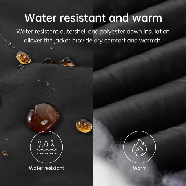 CAMEL CROWN Womens Winter Jacket Hooded Warm Quilted Insulated Puffer Jacket Long Cotton Parka CoatBlack
