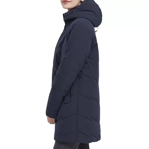 CAMEL CROWN Womens Winter Jacket Hooded Warm Quilted Insulated Puffer Jacket Long Cotton Parka CoatNavy
