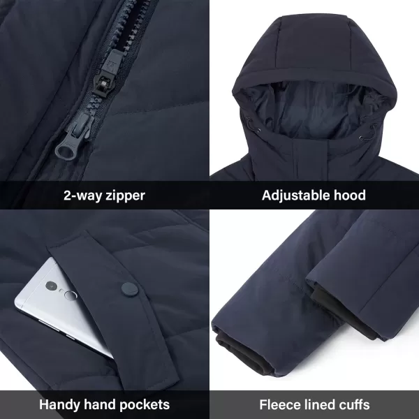 CAMEL CROWN Womens Winter Jacket Hooded Warm Quilted Insulated Puffer Jacket Long Cotton Parka CoatNavy