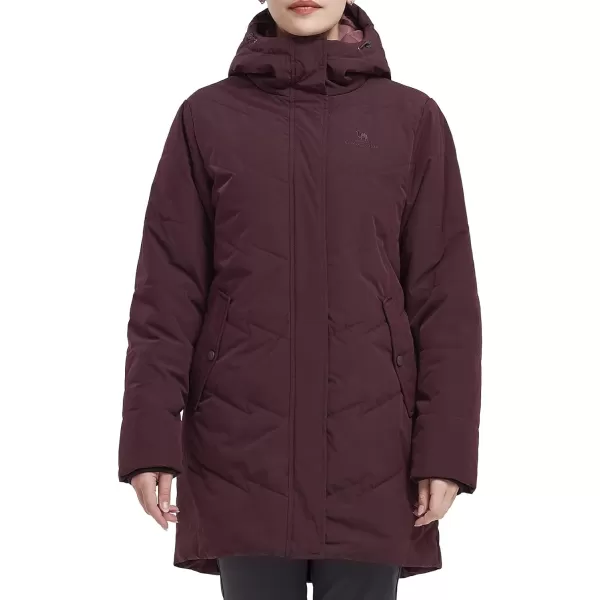 CAMEL CROWN Womens Winter Jacket Hooded Warm Quilted Insulated Puffer Jacket Long Cotton Parka CoatRed