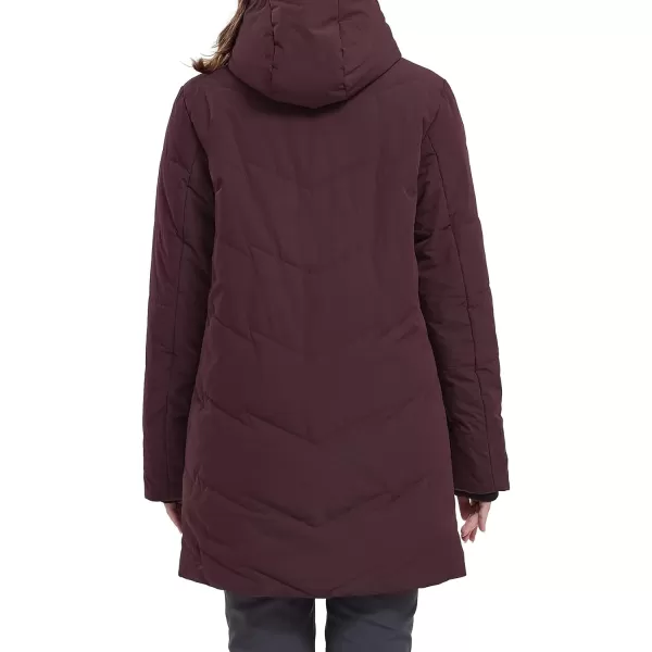 CAMEL CROWN Womens Winter Jacket Hooded Warm Quilted Insulated Puffer Jacket Long Cotton Parka CoatRed