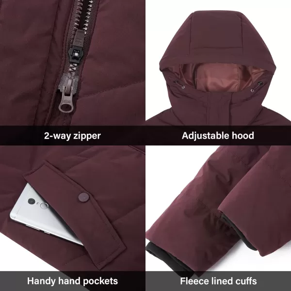 CAMEL CROWN Womens Winter Jacket Hooded Warm Quilted Insulated Puffer Jacket Long Cotton Parka CoatRed