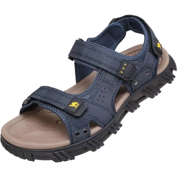 CAMEL CROWN Mens Arch Support Sandals Leather Hiking Sandals Waterproof Water Sandals AntiSlip Summer Sandals Adjustable Beach Sandals Comfort Athletic Outdoor Sport SandalsDark Blue