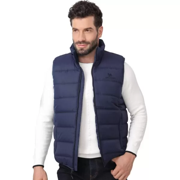 CAMEL CROWN Puffer Vest Men Quilted Winter Padded Sleeveless Jackets Gilet for Casual Work Travel OutdoorBlue