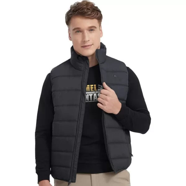 CAMEL CROWN Puffer Vest Men Quilted Winter Padded Sleeveless Jackets Gilet for Casual Work Travel OutdoorDrak Grey