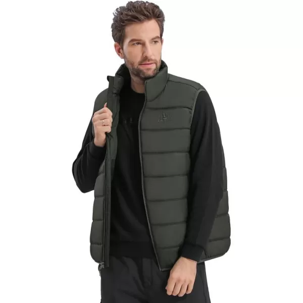 CAMEL CROWN Puffer Vest Men Quilted Winter Padded Sleeveless Jackets Gilet for Casual Work Travel OutdoorGreen