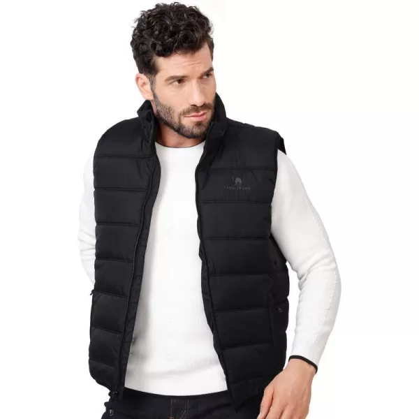 CAMEL CROWN Puffer Vest Men Quilted Winter Padded Sleeveless Jackets Gilet for Casual Work Travel OutdoorNew Black