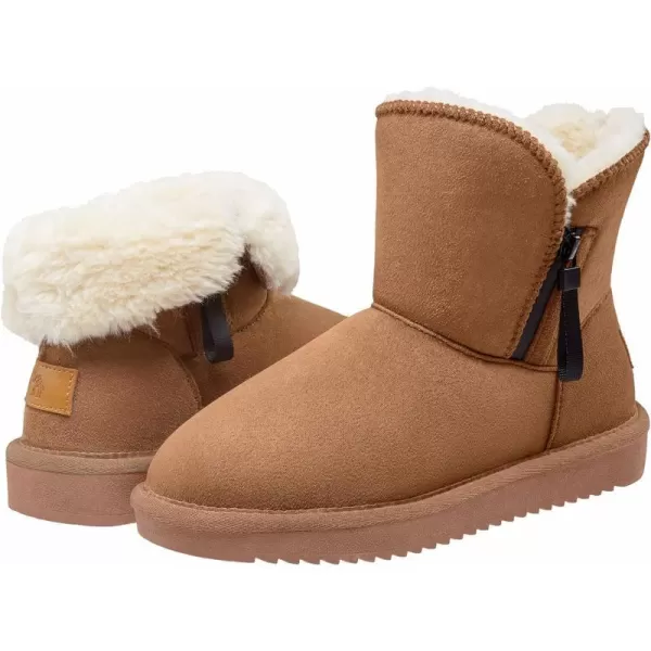 CAMEL CROWN Womens Foldable Snow Boots Warm Fur Winter Boots MidCalf Zipper House Slippers Boots Classic Mini Short Boots for OutdoorCamel07