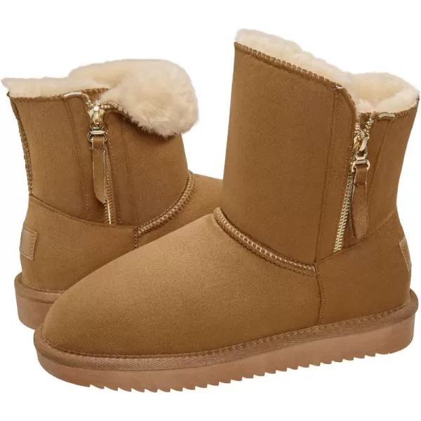 CAMEL CROWN Womens Foldable Snow Boots Warm Fur Winter Boots MidCalf Zipper House Slippers Boots Classic Mini Short Boots for OutdoorCamel68