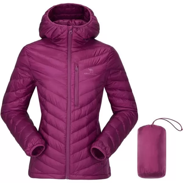 CAMEL CROWN Womens Hooded Down Jackets Quilted Lightweight Puffer Coat Packable Jacket Outerwear With Chest PocketPurple