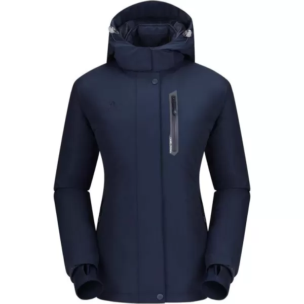 CAMEL CROWN Womens Mountain Snow Waterproof Ski Jacket Detachable Hood Windproof Fleece Parka Rain Jackt Winter CoatDark Blue