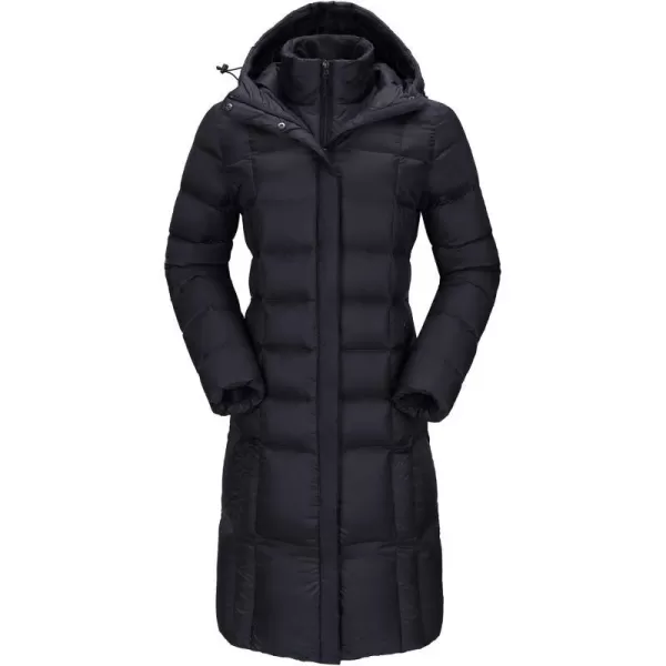 CAMEL CROWN Womens Packable Down Jacket Light Weight Hooded Long CoatBlack