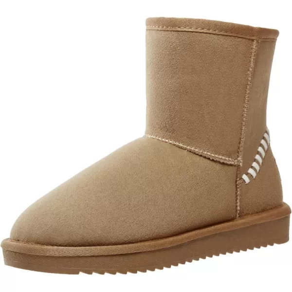 CAMEL CROWN Womens Snow Boots Slip On MidCalf Warm Faux Fur Lined Lining Waterproof Outdoor Ankle Booties Comfortable Winter Shoes for WomenChestnut